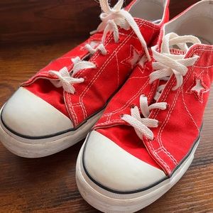 Red Converse One Star low cuts